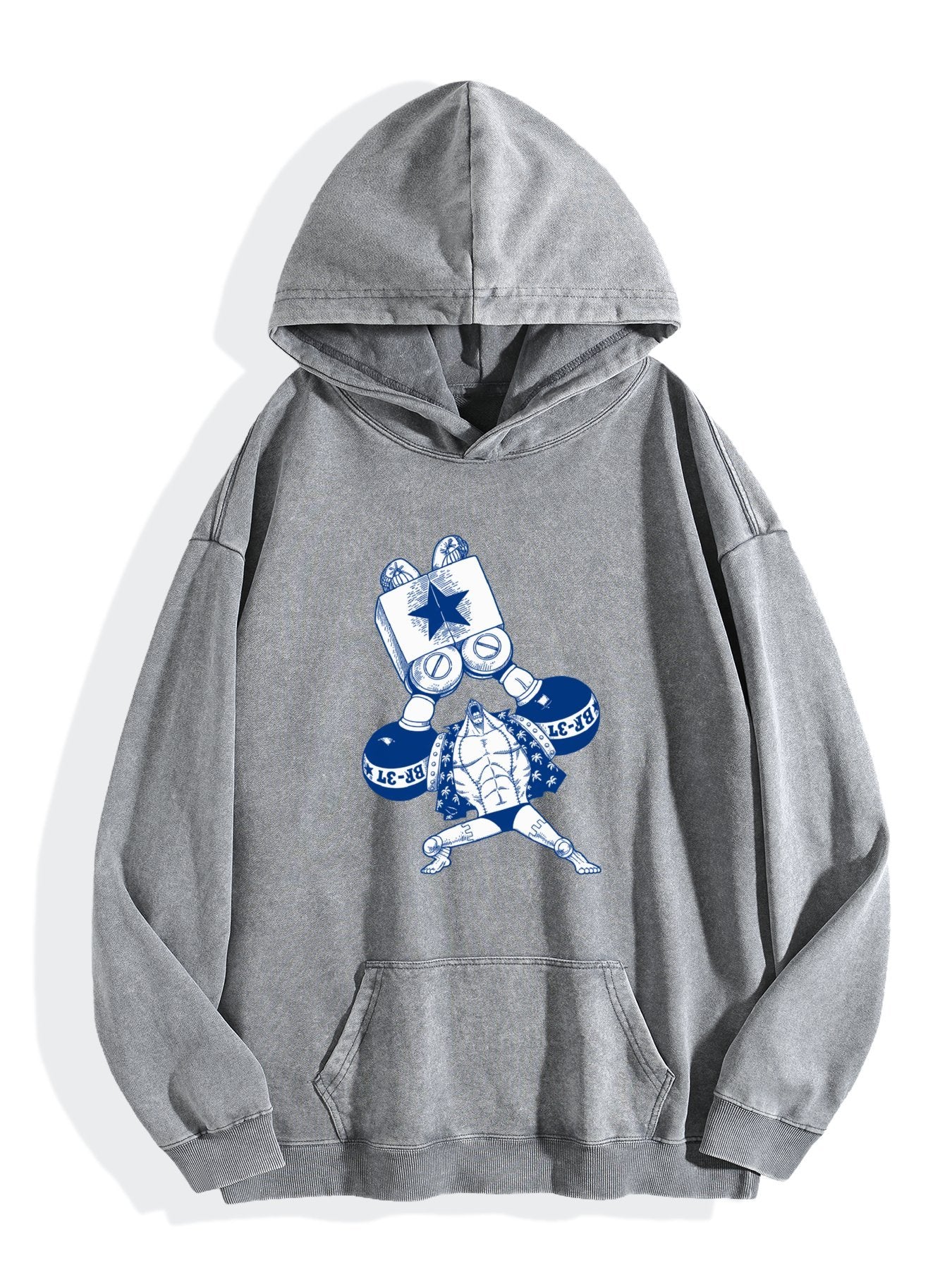 One Piece Franky Vintage Washed Anime Hoodie