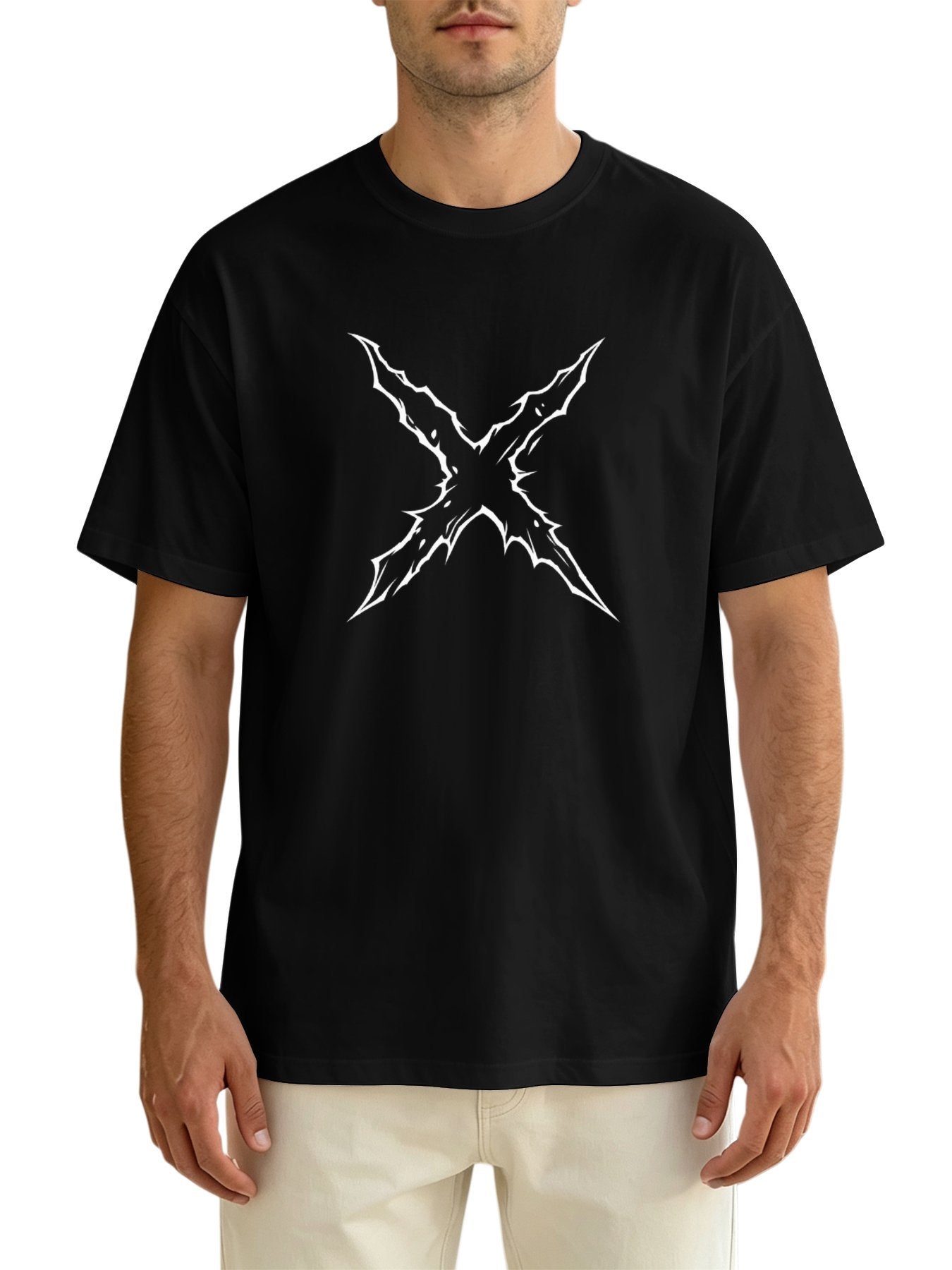 One Piece Zoro X Symbol Front‑Back Print Black Oversized T‑Shirt