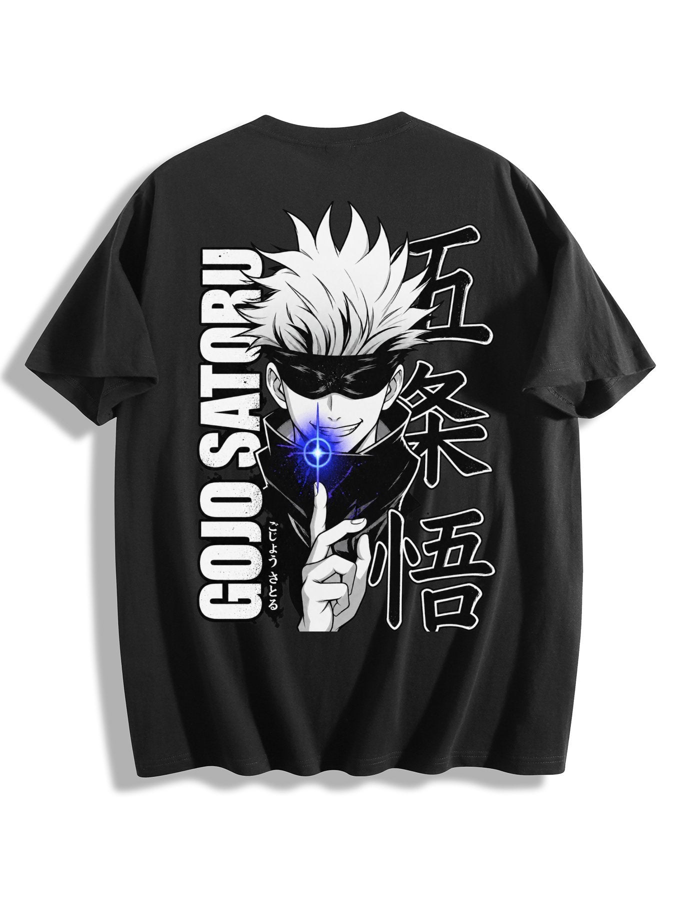 Jujutsu Kaisen Gojo Satoru Front‑Back Print Black Oversized T‑Shirt