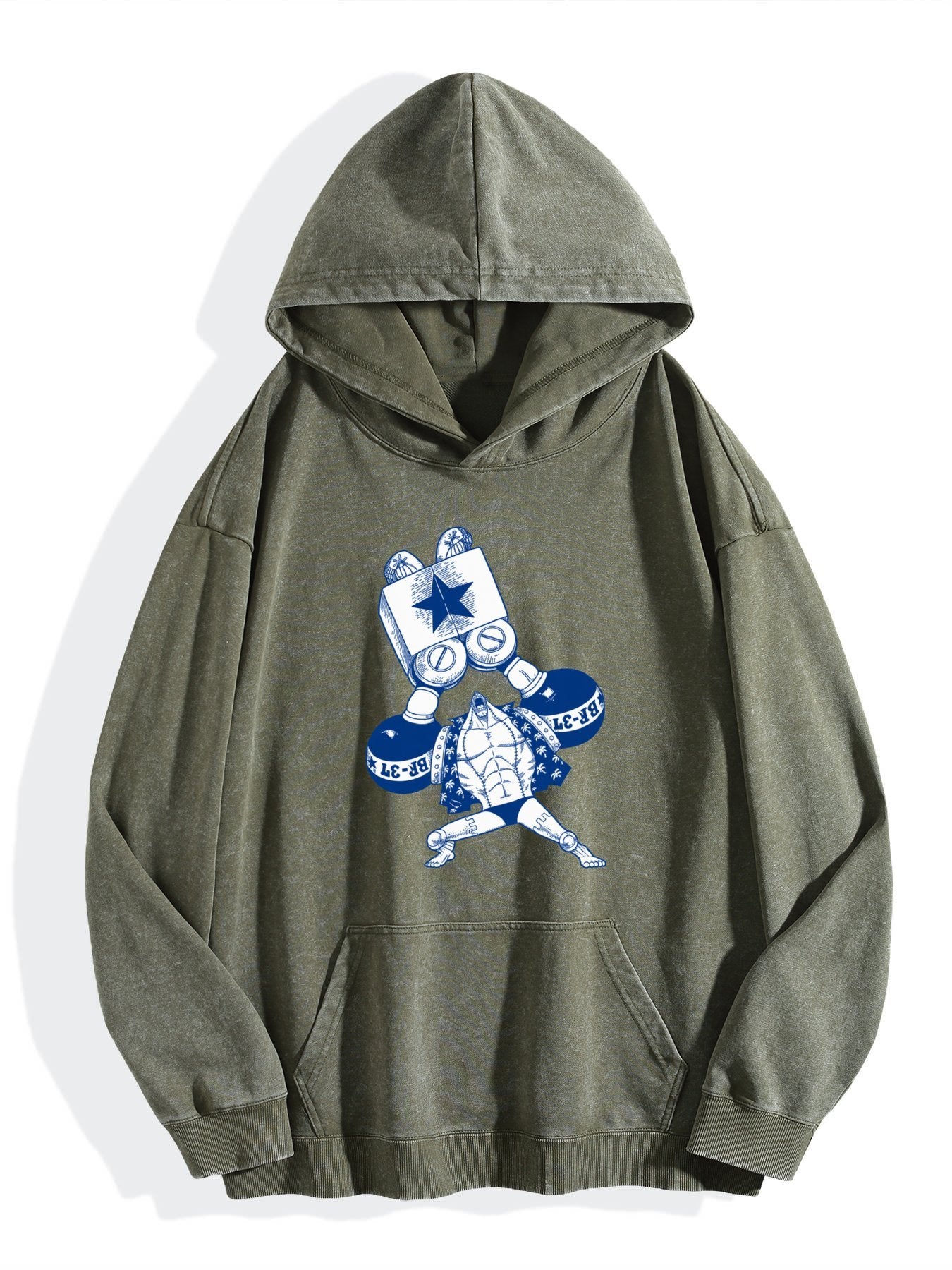 One Piece Franky Vintage Washed Anime Hoodie
