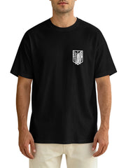 Attack On Titan Mikasa Ackerman Front‑Back Print Black Oversized T‑Shirt