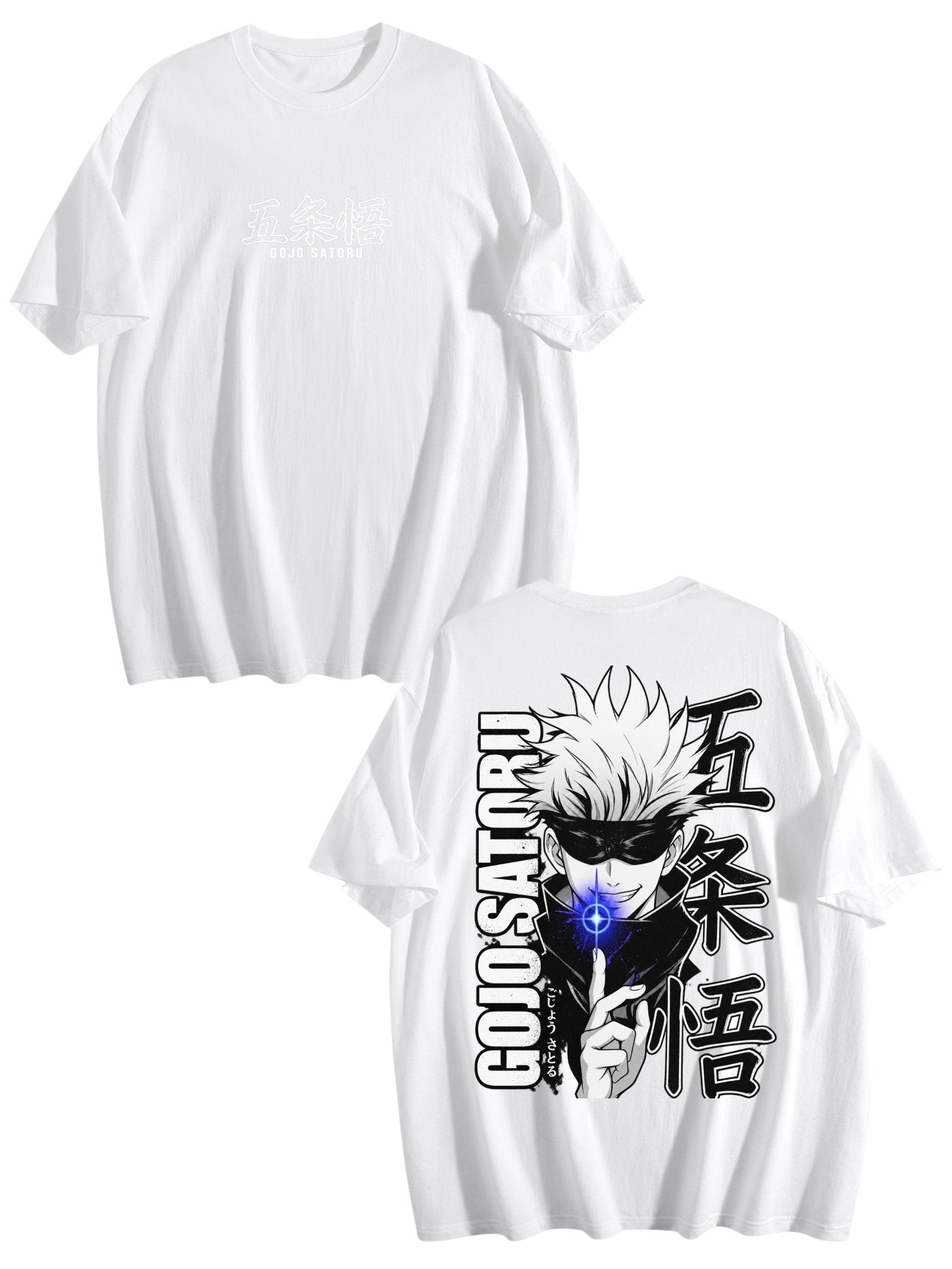 Jujutsu Kaisen Gojo Satoru Front‑Back Print Black Oversized T‑Shirt