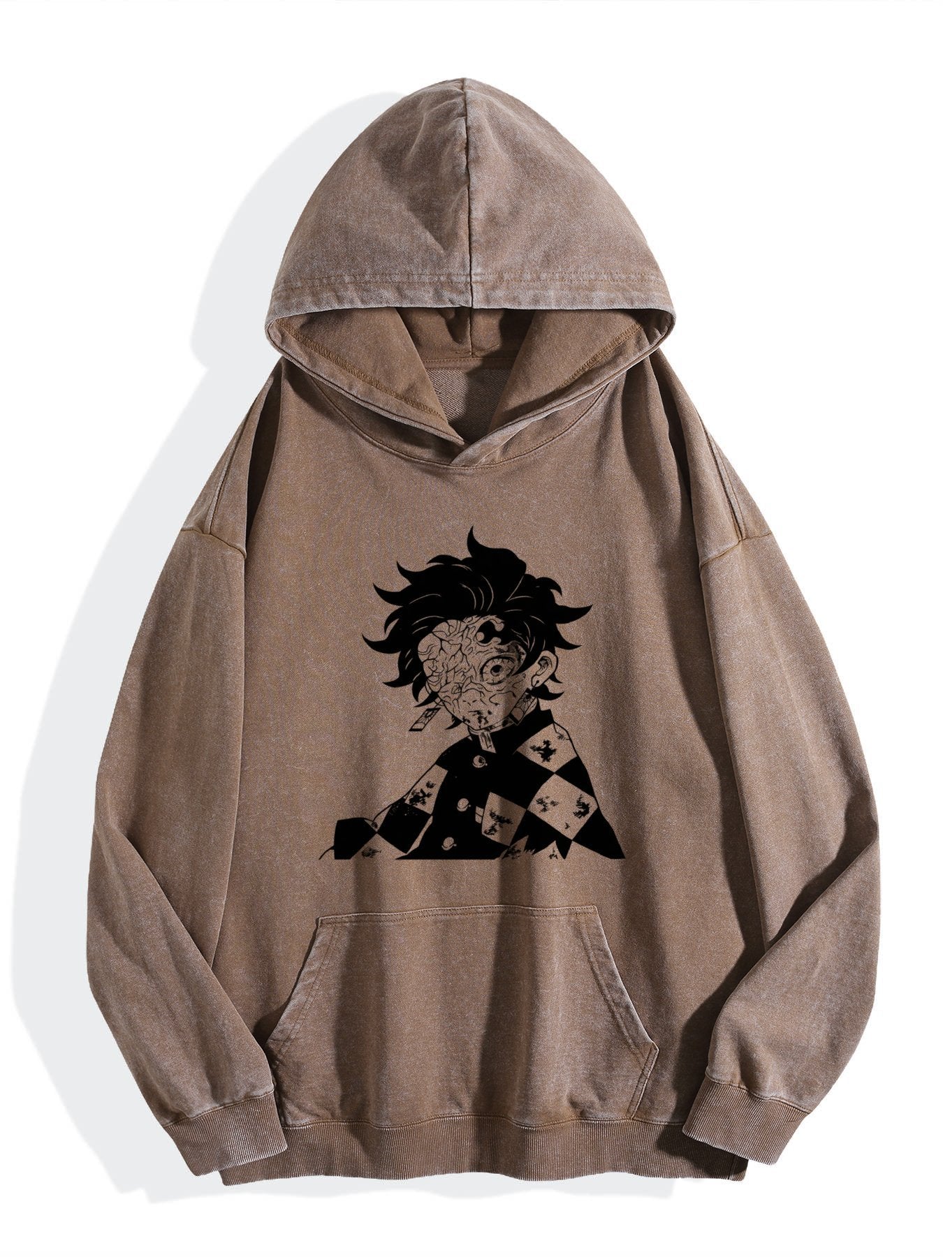 Demon Slayer Tanjiro Minimalist Silhouette Vintage Washed Hoodie
