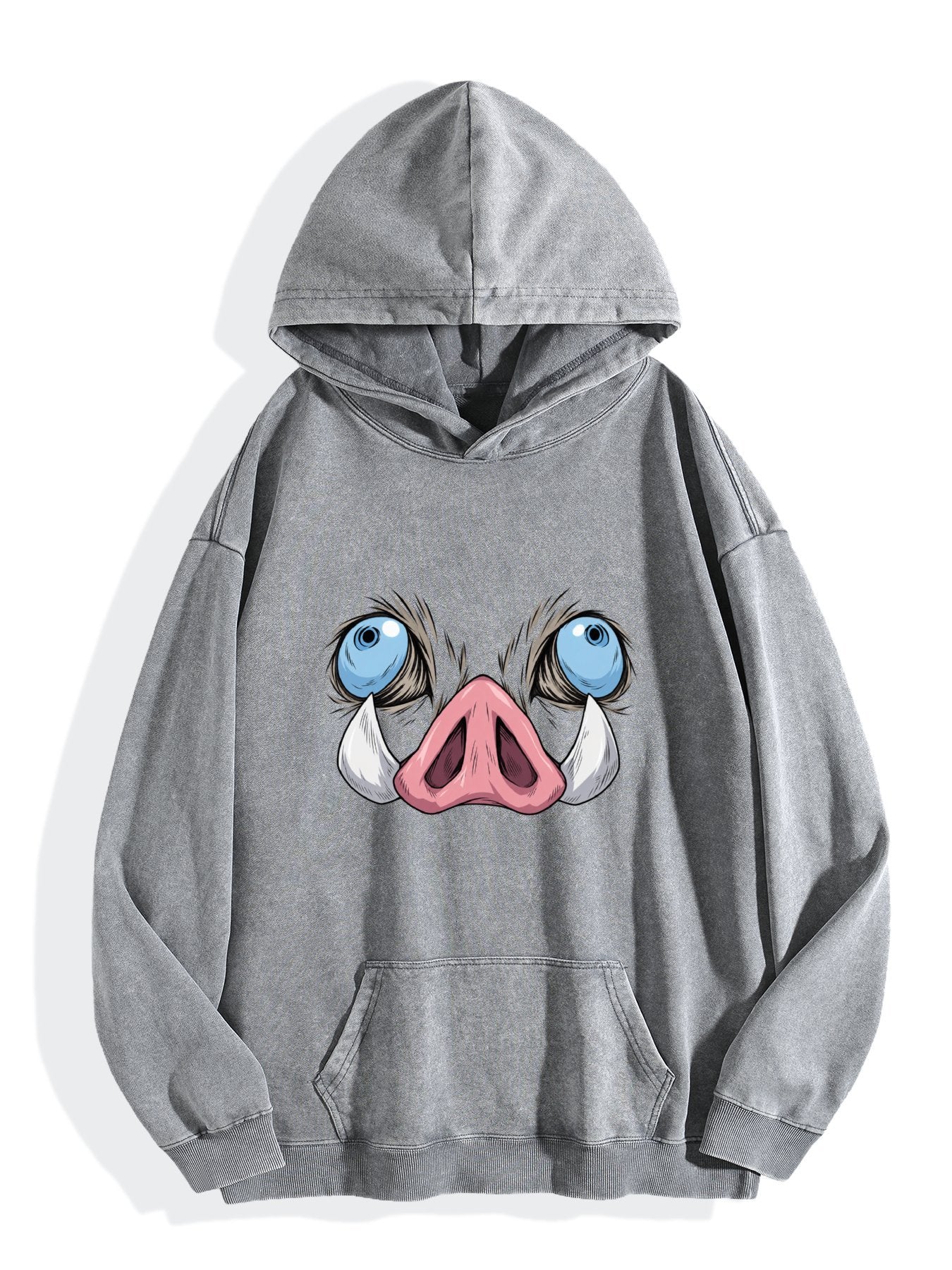 Demon Slayer Inosuke Boar Mask Graphic Retro Washed Hoodie