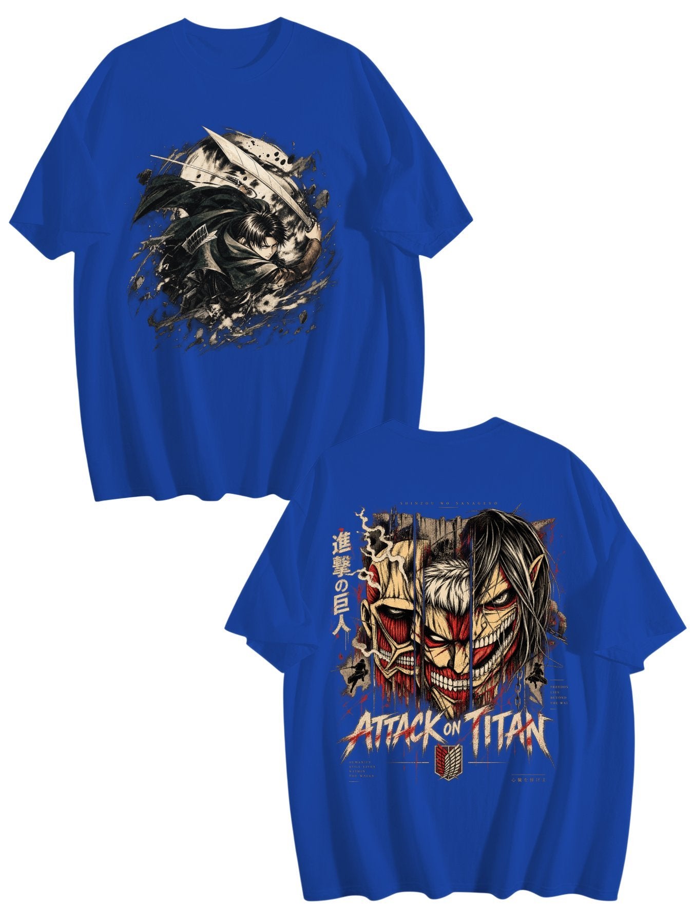 Attack On Titan Eren Yeager Titan Form Front‑Back Print Black Oversized T‑Shirt