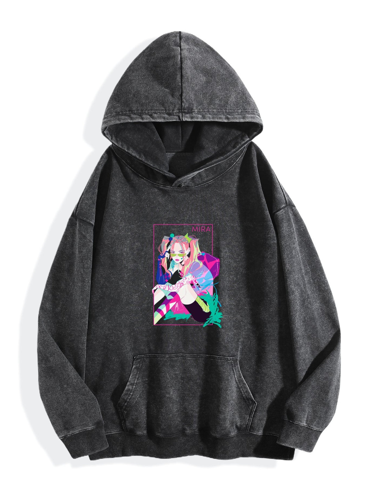 KPop Demon Hunters Neon Idol Washed Hoodie