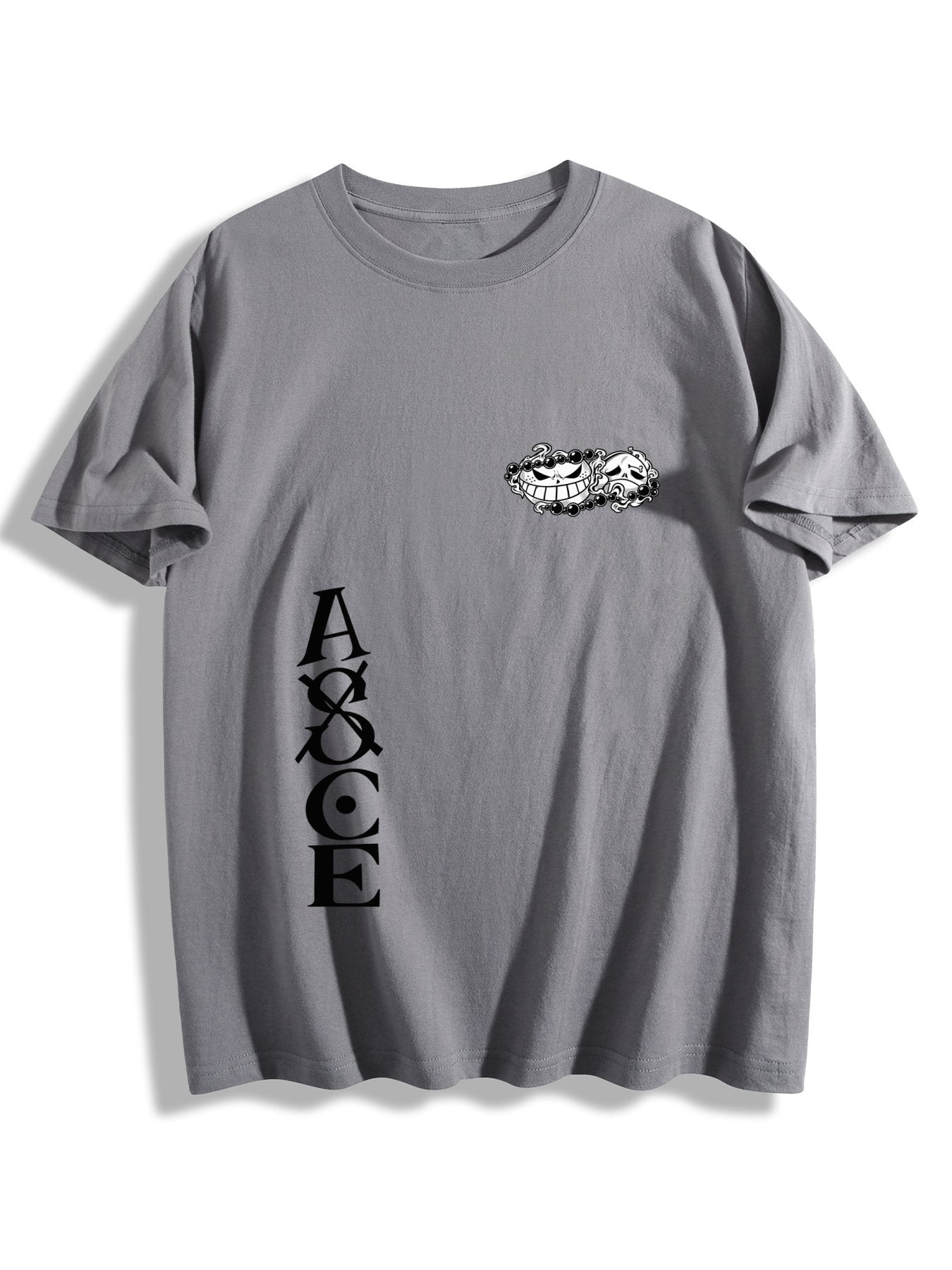 One Piece Ace Print Grey Oversized T‑Shirt