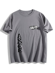 One Piece Ace Print Grey Oversized T‑Shirt