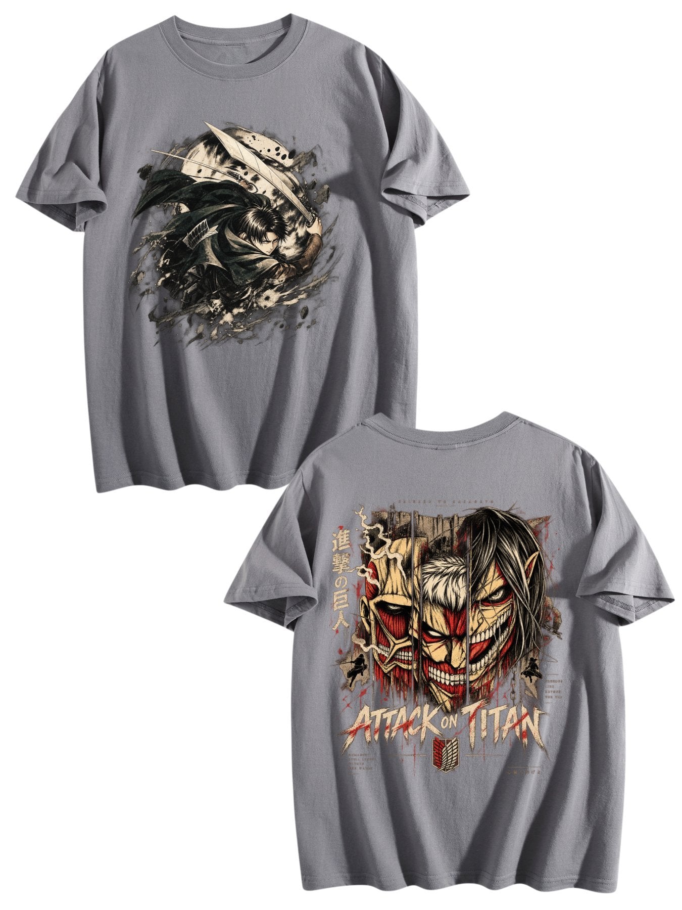 Attack On Titan Eren Yeager Titan Form Front‑Back Print Black Oversized T‑Shirt