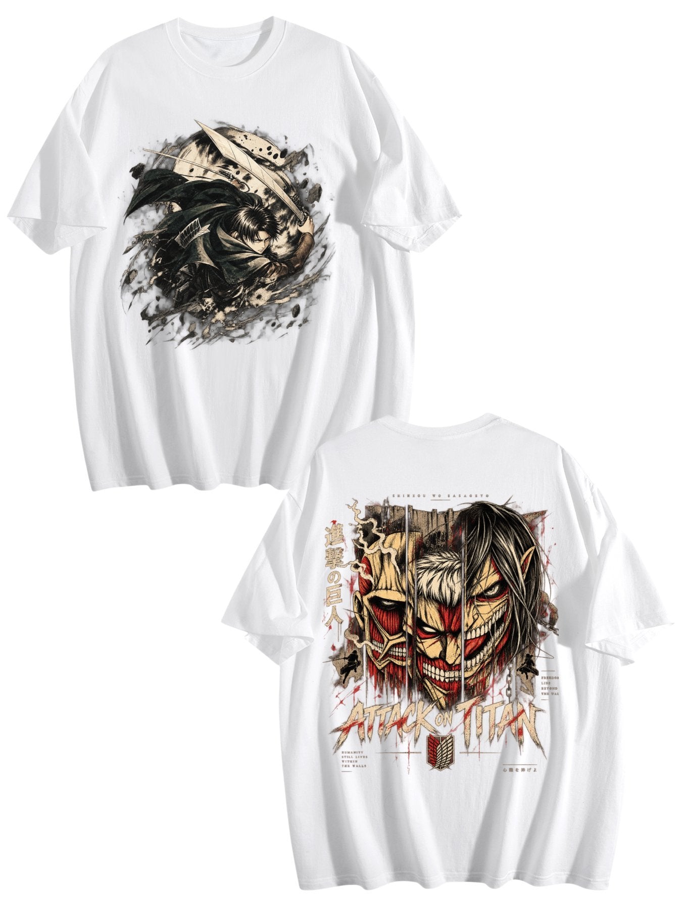Attack On Titan Eren Yeager Titan Form Front‑Back Print Black Oversized T‑Shirt