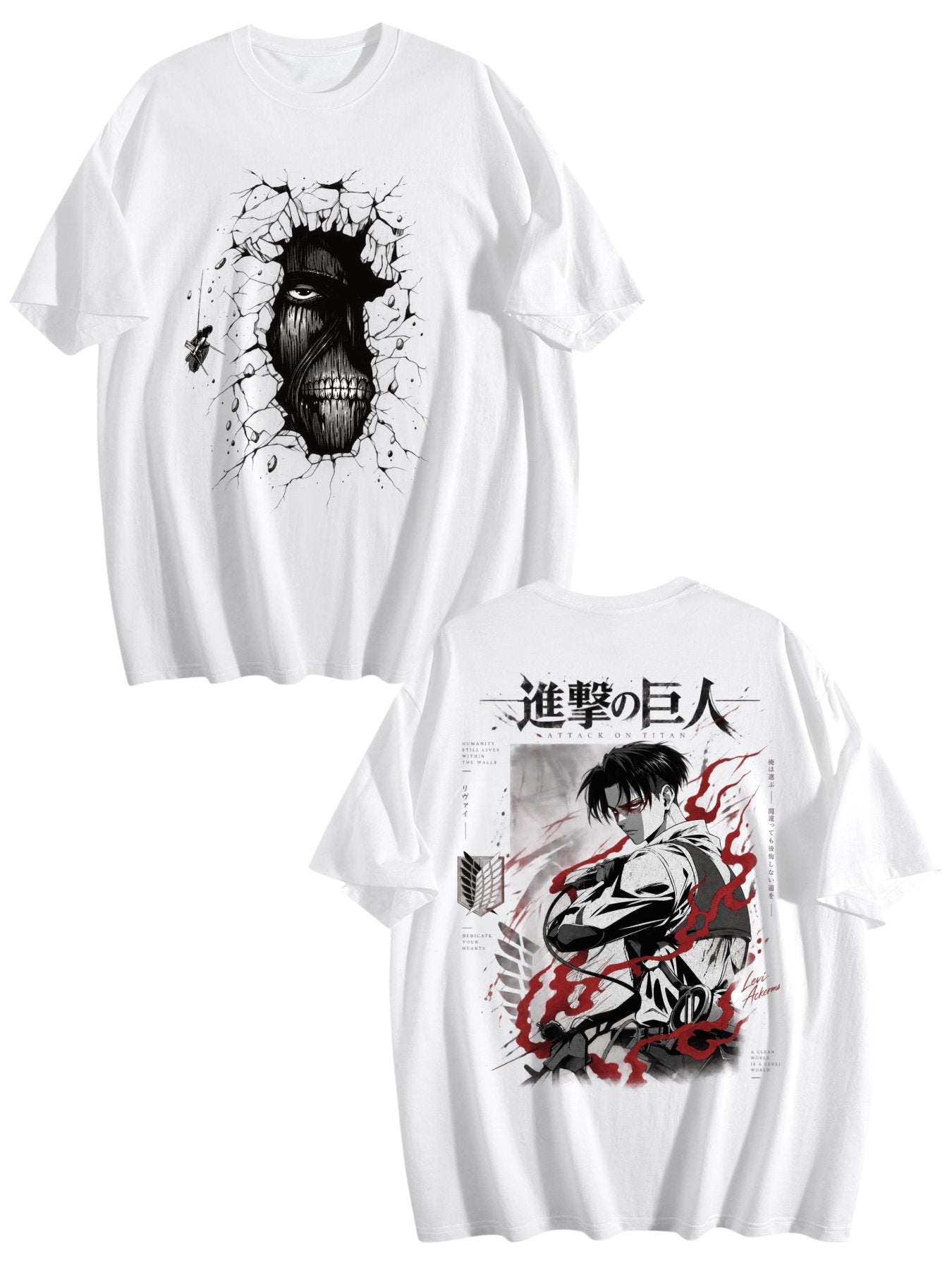 Attack On Titan Levi Ackerman Front‑Back Print Black Oversized T‑Shirt