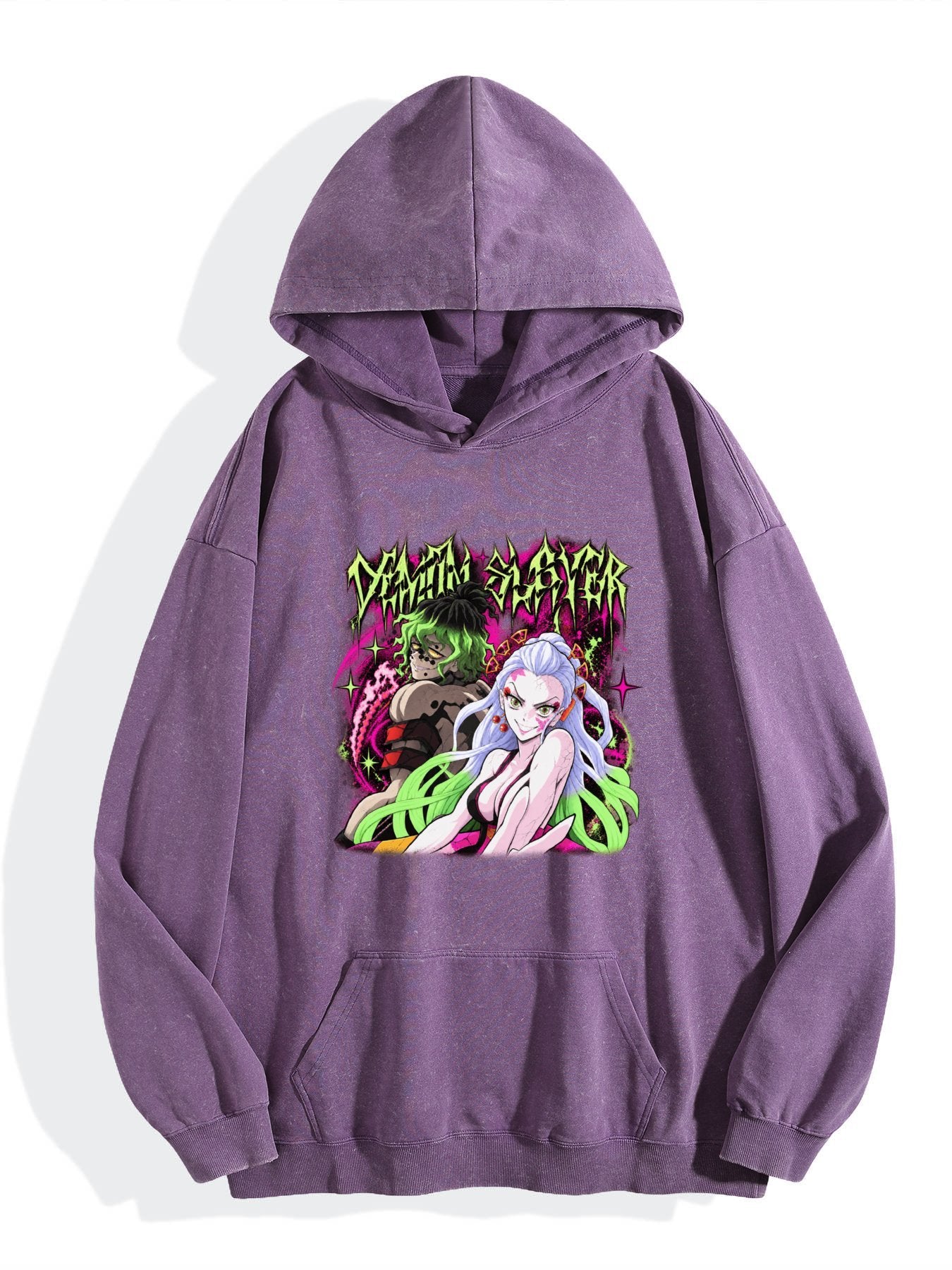 Demon Slayer Gyutaro & Daki Neon Graffiti Vintage Washed Hoodie