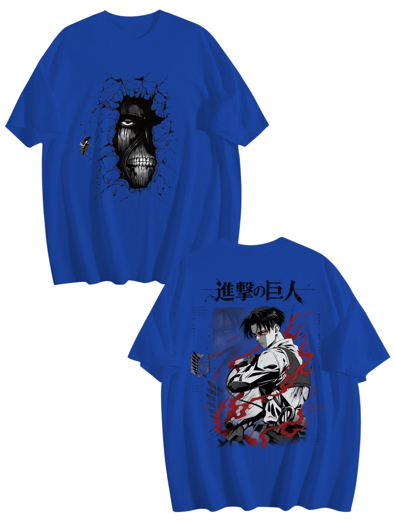 Attack On Titan Levi Ackerman Front‑Back Print Black Oversized T‑Shirt