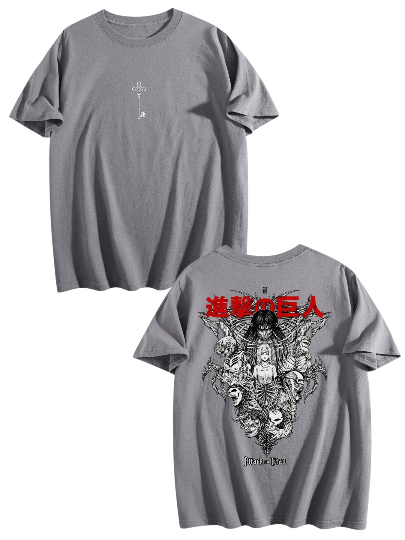 Attack On Titan Front‑Back Print Black Oversized T‑Shirt