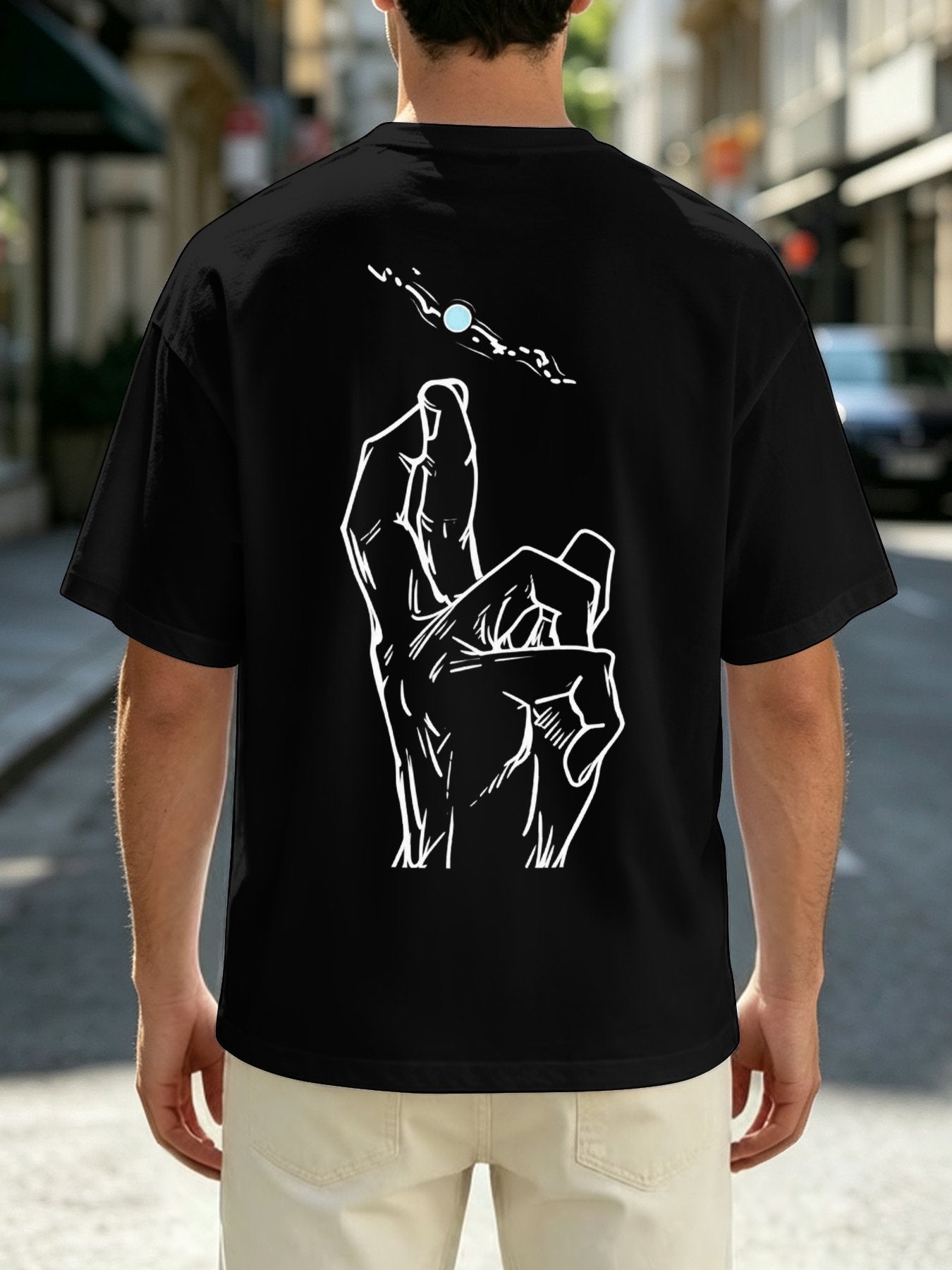 Jujutsu Kaisen Gojo Satoru Front‑Back Print Black Oversized T‑Shirt