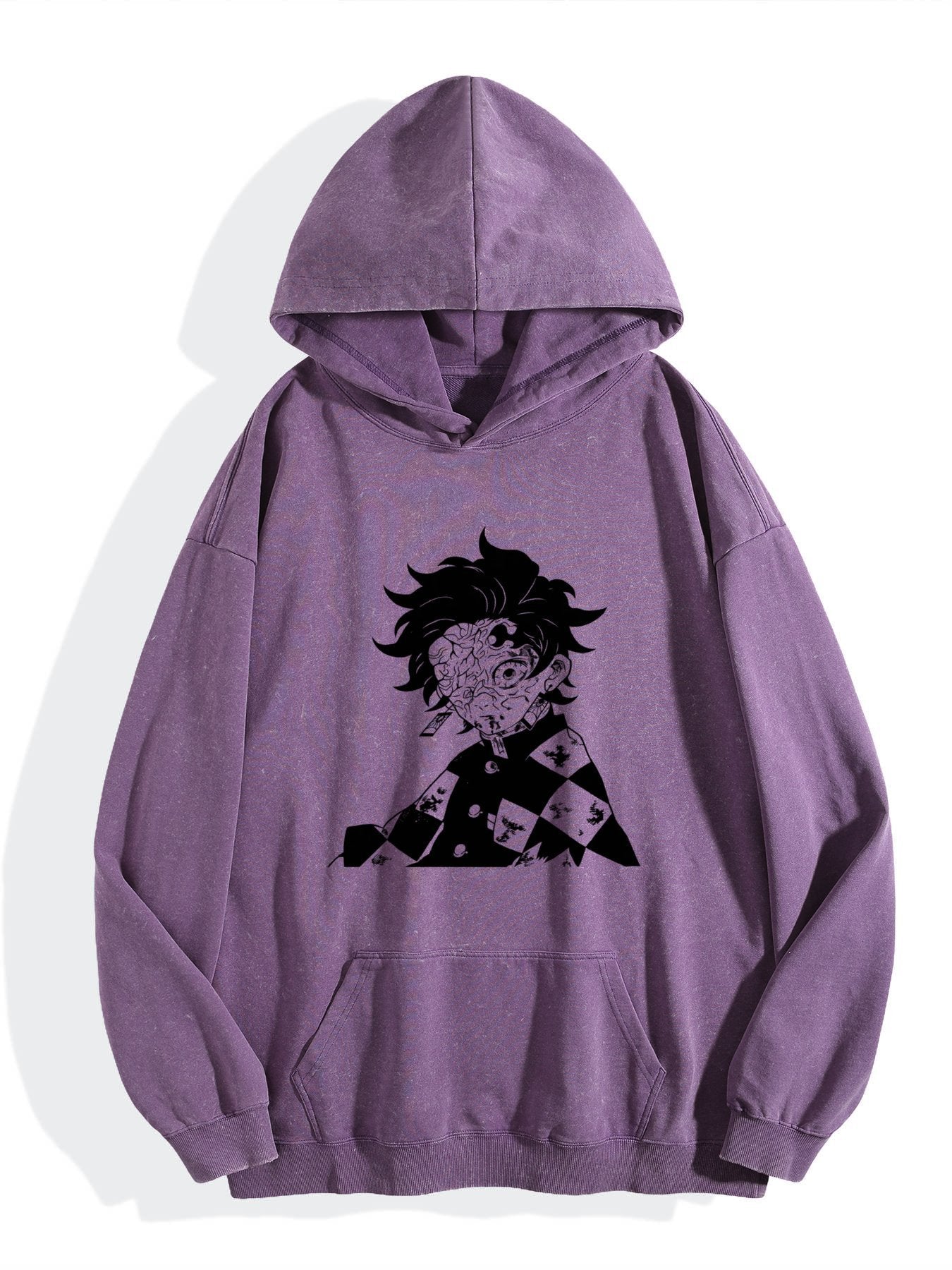 Demon Slayer Tanjiro Minimalist Silhouette Vintage Washed Hoodie
