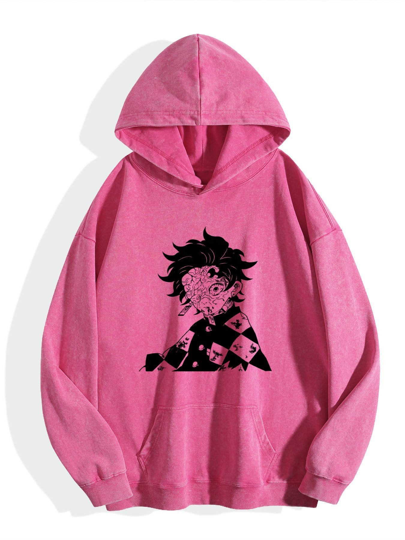 Demon Slayer Tanjiro Minimalist Silhouette Vintage Washed Hoodie