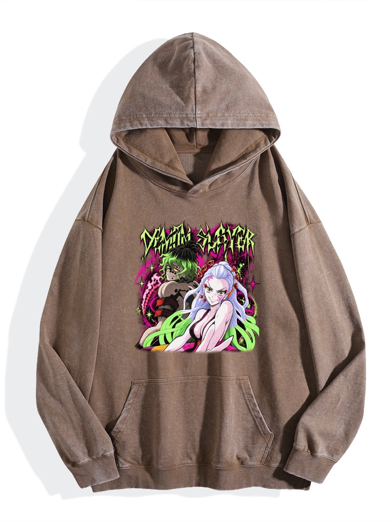Demon Slayer Gyutaro & Daki Neon Graffiti Vintage Washed Hoodie